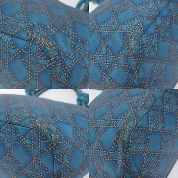 DIOR Canage Hand Bag Coated Canvas Blue Silver - Picture 10 of 12